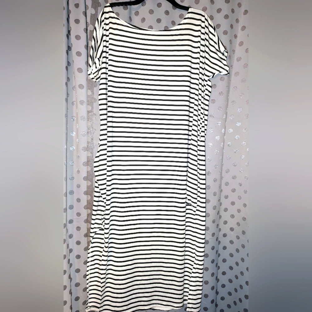 ZANZEA Collection Striped Side Slits Short Sleeve Maxi Dress L